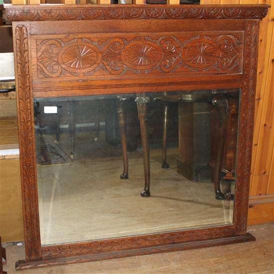 Carved oak overmantel